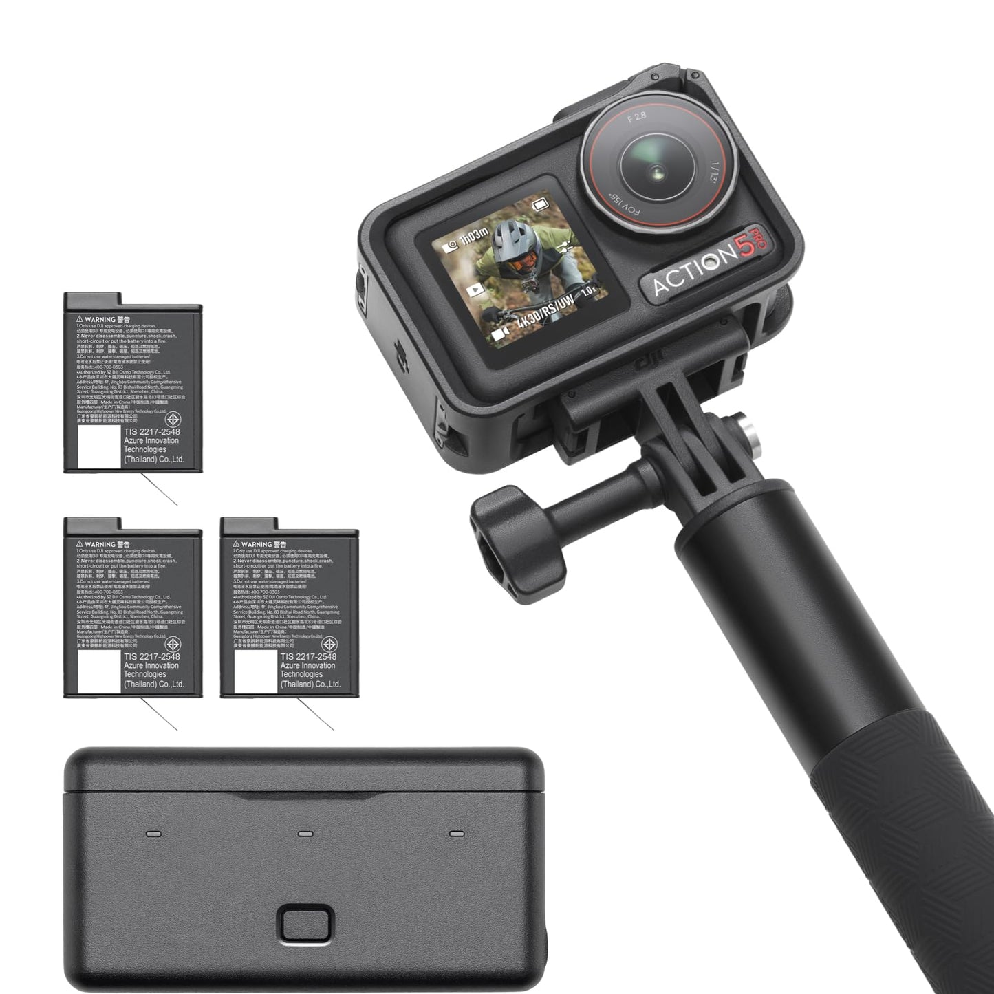👉 Action Cam 4K – 1/1.3" Sensor, verlängerte Akkulaufzeit mit 3 Batterien (bis zu 12 Std.), Bildstabilisierung, Dual OLED Touchscreens, Unterwasserkamera für Sport & Vlog