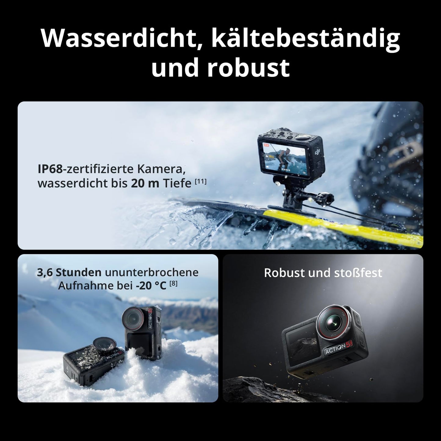 👉 Action Cam 4K – 1/1.3" Sensor, verlängerte Akkulaufzeit mit 3 Batterien (bis zu 12 Std.), Bildstabilisierung, Dual OLED Touchscreens, Unterwasserkamera für Sport & Vlog